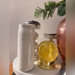 Starbucks Stainless Steel Tumbler w Lid - 12oz Limited Edition white glitter